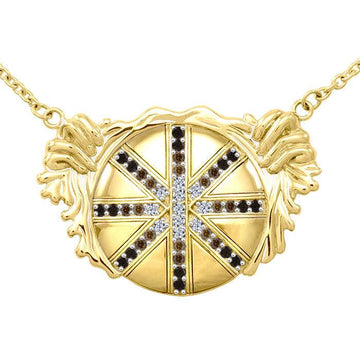 Breathtaking work of art ~ Dali-inspired fine Solid Gold Necklace with Black Brown and White Cubic Zirconia GNC139 - Jewelry